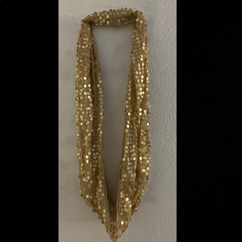 Gold sequined scarf 29 inches in length